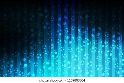 Dark BLUE vector template with soccer symbols. Glitteral colorful illustration with abstract soccer balls. Pattern for promotion of soccer games.