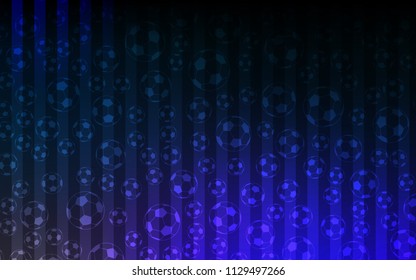Dark BLUE vector template with soccer symbols. Shining illustration with soccer balls on a colorful backdrop. Design for posters, banners of sports competitions.