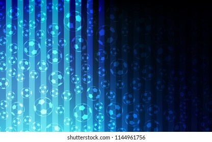 Dark BLUE vector template with soccer symbols. Shining illustration with soccer balls on a colorful backdrop. Pattern for ads of football championship 2018.