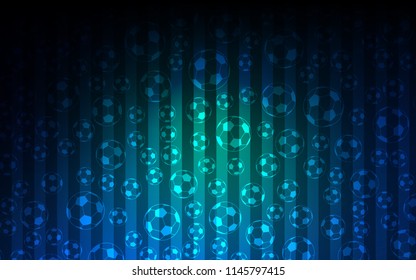 Dark BLUE vector template with soccer symbols. Glitteral colorful illustration with abstract soccer balls. Template for ads of soccer cup.