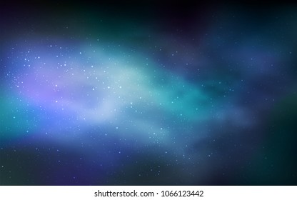 Dark BLUE vector template with space stars. Glitter abstract illustration with colorful cosmic stars. Best design for your ad, poster, banner.