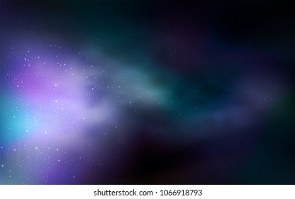 Dark BLUE vector template with space stars. Glitter abstract illustration with colorful cosmic stars. Best design for your ad, poster, banner.