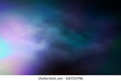 Dark BLUE vector template with space stars. Glitter abstract illustration with colorful cosmic stars. Pattern for astrology websites.