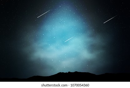 Dark BLUE vector template with space stars. Blurred decorative design in simple style with galaxy stars. Template for cosmic backgrounds.