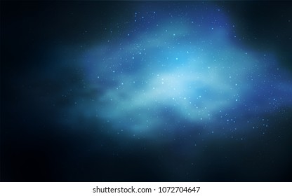 Dark BLUE vector template with space stars. Blurred decorative design in simple style with galaxy stars. Pattern for futuristic ad, booklets.