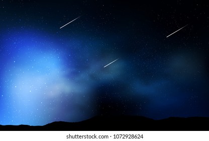 Dark BLUE vector template with space stars. Blurred decorative design in simple style with galaxy stars. Pattern for futuristic ad, booklets.