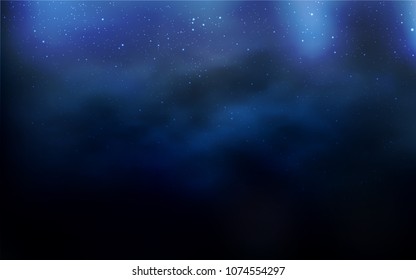 Dark BLUE vector template with space stars. Blurred decorative design in simple style with galaxy stars. Pattern for astronomy websites.