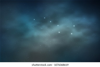 Dark BLUE vector template with space stars. Blurred decorative design in simple style with galaxy stars. Best design for your ad, poster, banner.