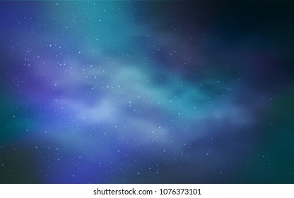 Dark BLUE vector template with space stars. Shining colored illustration with bright astronomical stars. Best design for your ad, poster, banner.