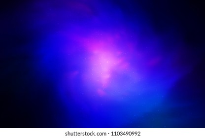 Dark BLUE vector template with space stars. Glitter abstract illustration with colorful cosmic stars. Pattern for futuristic ad, booklets.