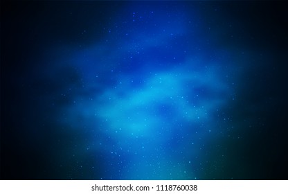 Dark BLUE vector template with space stars. Blurred decorative design in simple style with galaxy stars. Template for cosmic backgrounds.