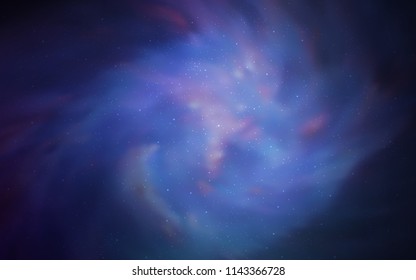 Dark BLUE vector template with space stars. Blurred decorative design in simple style with galaxy stars. Template for cosmic backgrounds.