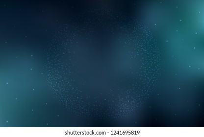 Dark BLUE vector template with space stars. Space stars on blurred abstract background with gradient. Pattern for futuristic ad, booklets.