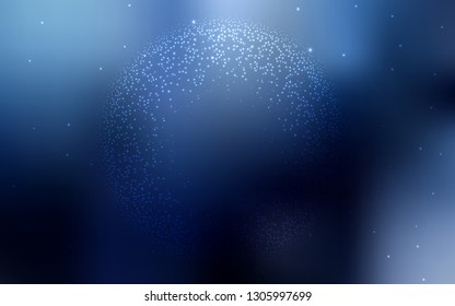 Dark BLUE vector template with space stars. Shining illustration with sky stars on abstract template. Template for cosmic backgrounds.