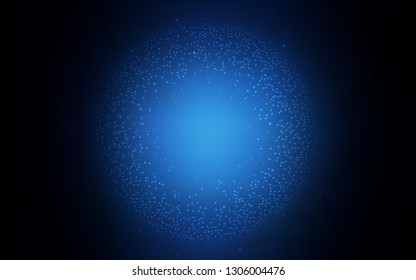 Dark BLUE vector template with space stars. Space stars on blurred abstract background with gradient. Pattern for futuristic ad, booklets.
