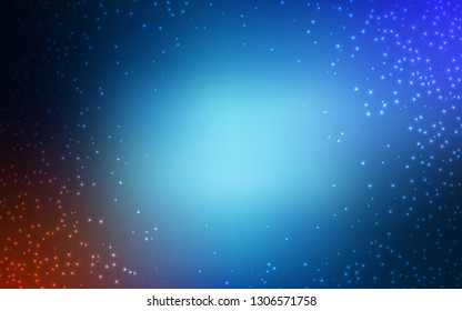 Dark BLUE vector template with space stars. Glitter abstract illustration with colorful cosmic stars. Best design for your ad, poster, banner.