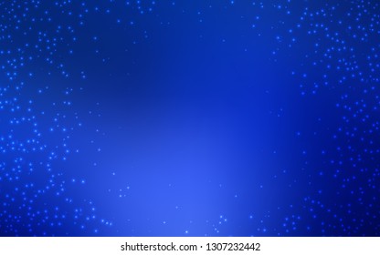 Dark BLUE vector template with space stars. Blurred decorative design in simple style with galaxy stars. Pattern for astronomy websites.