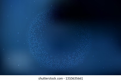 Dark BLUE vector template with space stars. Space stars on blurred abstract background with gradient. Best design for your ad, poster, banner.