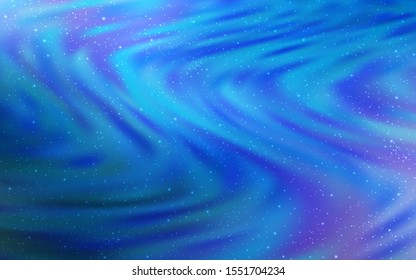 Dark BLUE vector template with space stars. Blurred decorative design in simple style with galaxy stars. Template for cosmic backgrounds.