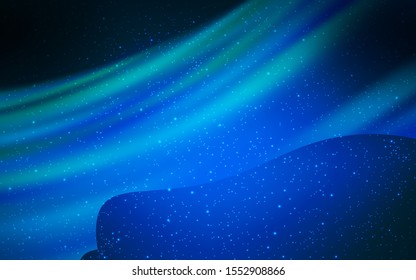 Dark BLUE vector template with space stars. Glitter abstract illustration with colorful cosmic stars. Template for cosmic backgrounds.