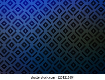 Dark BLUE vector template with sticks, squares. Colorful lines, squares on abstract background with gradient. Pattern for websites, landing pages.
