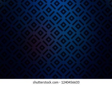 Dark BLUE vector template with sticks, squares. Colorful illustration with lines, cubes on abstract template. Pattern for ads, posters, banners.