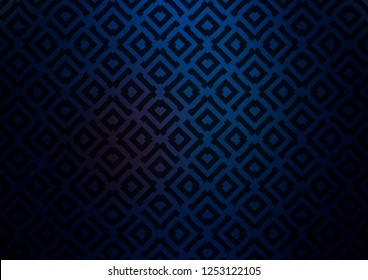 Dark BLUE vector template with sticks, squares. Colorful lines, squares on abstract background with gradient. Best design for your ad, poster, banner.