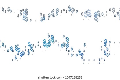 Dark BLUE vector template with US currency. Abstract illustration with colored financial, cash symbols. The pattern can be used as ads, poster, banner for payments.