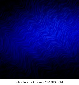 Dark BLUE vector template with wry lines. Colorful abstract illustration with gradient curves. Pattern for busines booklets, leaflets
