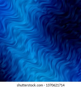 Dark BLUE vector template with wry lines. Colorful illustration in abstract style with bent lines. Template for your UI design.