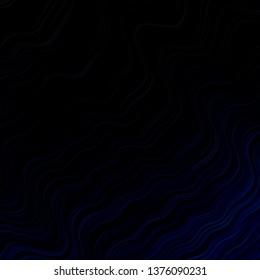 Dark BLUE vector template with wry lines. Abstract illustration with gradient bows. Pattern for busines booklets, leaflets