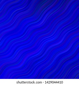 Dark BLUE vector template with wry lines. Colorful illustration in circular style with lines. Pattern for ads, commercials.