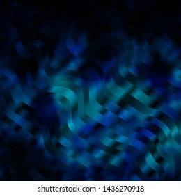 Dark BLUE vector template with wry lines. Illustration in halftone style with gradient curves. Best design for your posters, banners.