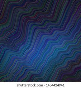 Dark BLUE vector template with wry lines. Colorful abstract illustration with gradient lines. Template for cell phone screens.