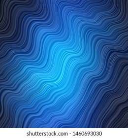 Dark BLUE vector template with wry lines. Bright illustration with gradient circular arcs. Pattern for busines booklets, leaflets