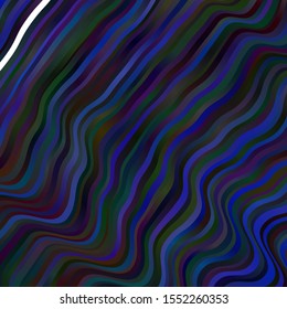 Dark BLUE vector template with wry lines. Gradient illustration in simple style with bows. Pattern for commercials, ads.