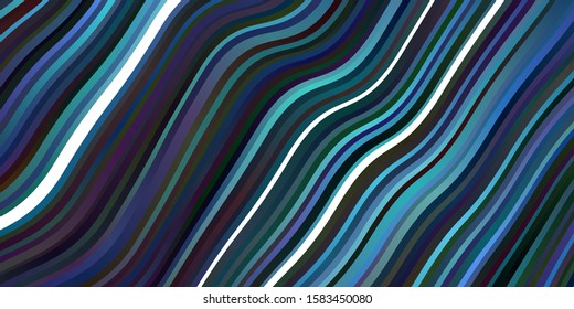 Dark BLUE vector template with wry lines. Abstract illustration with bandy gradient lines. Pattern for busines booklets, leaflets