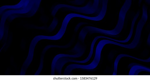 Dark BLUE vector template with wry lines. Abstract gradient illustration with wry lines. Pattern for business booklets, leaflets