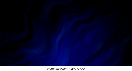 Dark BLUE vector template with wry lines. Abstract illustration with bandy gradient lines. Design for your business promotion.
