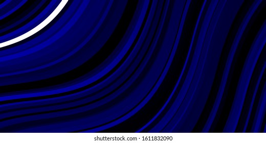 Dark BLUE vector template with wry lines. Colorful geometric sample with gradient curves.  Pattern for websites, landing pages.