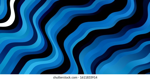 Dark BLUE vector template with wry lines. Colorful illustration in abstract style with bent lines. Pattern for business booklets, leaflets