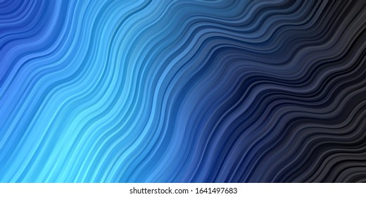 Dark BLUE vector template with wry lines. Abstract illustration with bandy gradient lines. Pattern for booklets, leaflets.