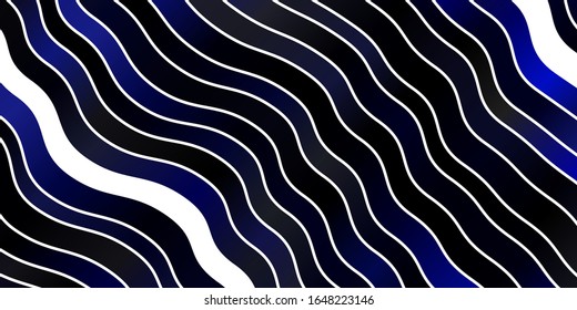Dark BLUE vector template with wry lines. Colorful abstract illustration with gradient curves. Template for your UI design.