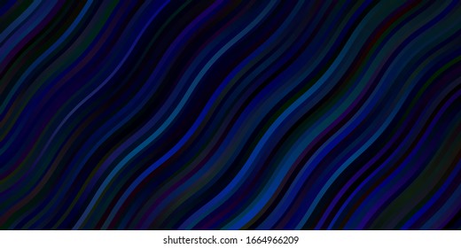Dark BLUE vector template with wry lines. Abstract gradient illustration with wry lines. Template for your UI design.