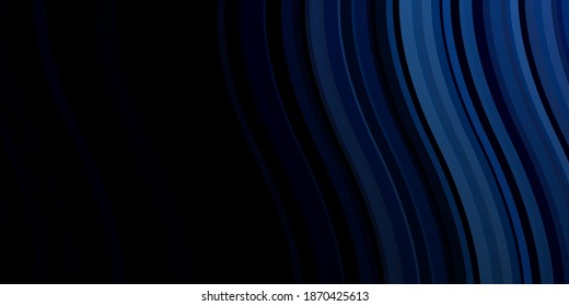 Dark BLUE vector template with wry lines. Abstract illustration with gradient bows. Template for your UI design.