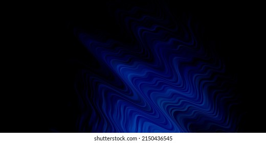 Dark BLUE vector template with wry lines. Illustration in halftone style with gradient curves. Pattern for websites, landing pages.