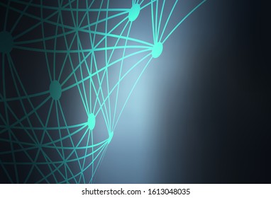 Dark BLUE vector texture with artificial intelligence concept. Colorful design in simple style with AI links. Design for depiction of cyber innovations.