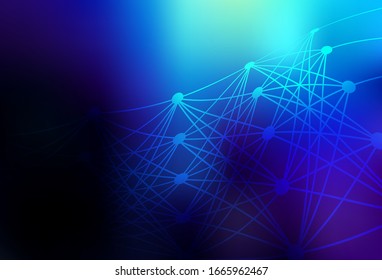 Dark BLUE vector texture with artificial intelligence concept. Shining colorful illustration with real structure of AI. Design for depiction of cyber innovations.