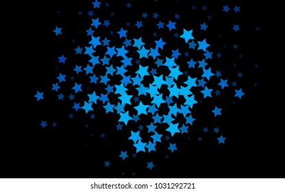 Dark BLUE vector texture with beautiful stars. Stars on blurred abstract background with gradient. The pattern can be used for new year ad, booklets.