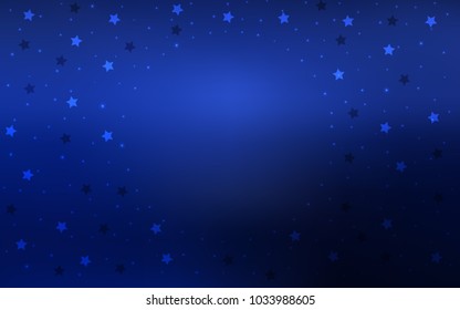 Dark BLUE vector texture with beautiful stars. Shining colored illustration with stars. The pattern can be used for wrapping gifts.
